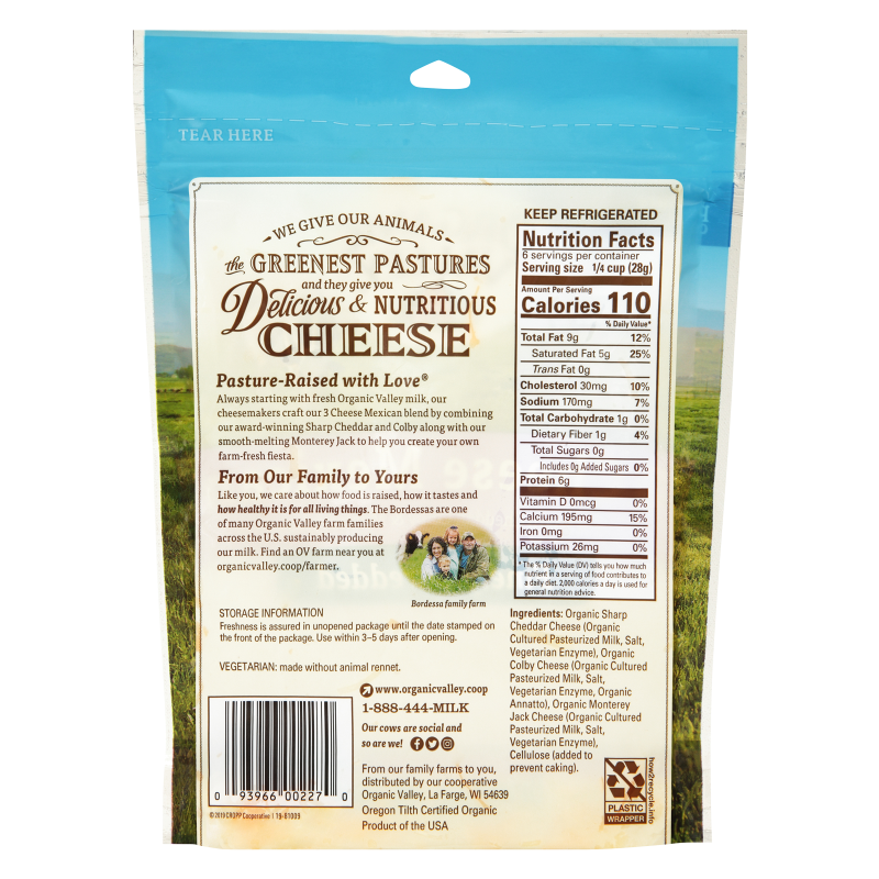 Organic Valley Mexican Blend Finely Shredded Cheese - 6oz