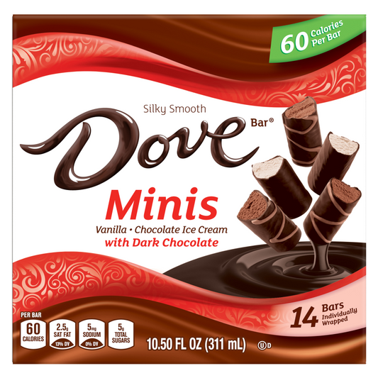 Dove Bar Minis Vanilla & Chocolate Ice Cream with Dark Chocolate 14ct