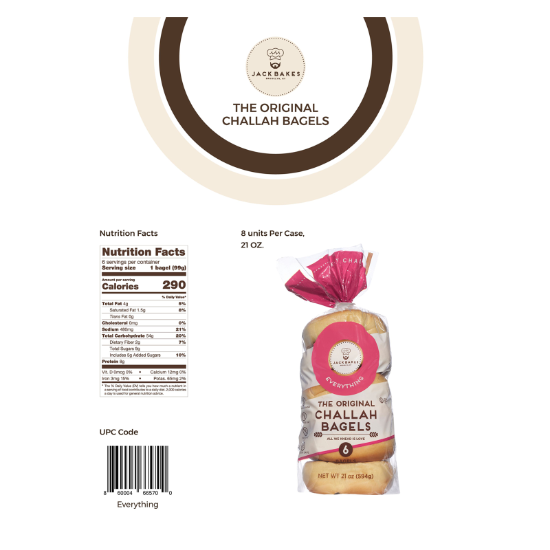 Jack Bakes Frozen Everything Challah Bagels - 6ct/21oz