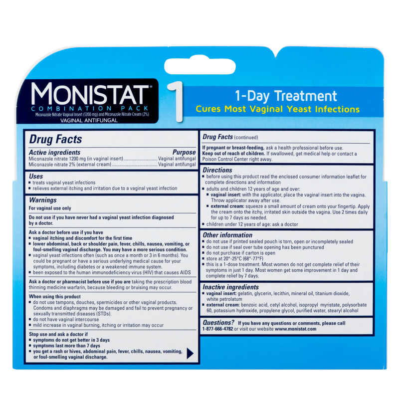 Monistat 1-Day Cure & Itch Yeast Infection Treatment