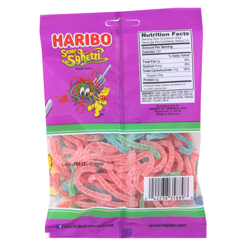 Haribo Sour S'ghetti Gummi Candy 5oz