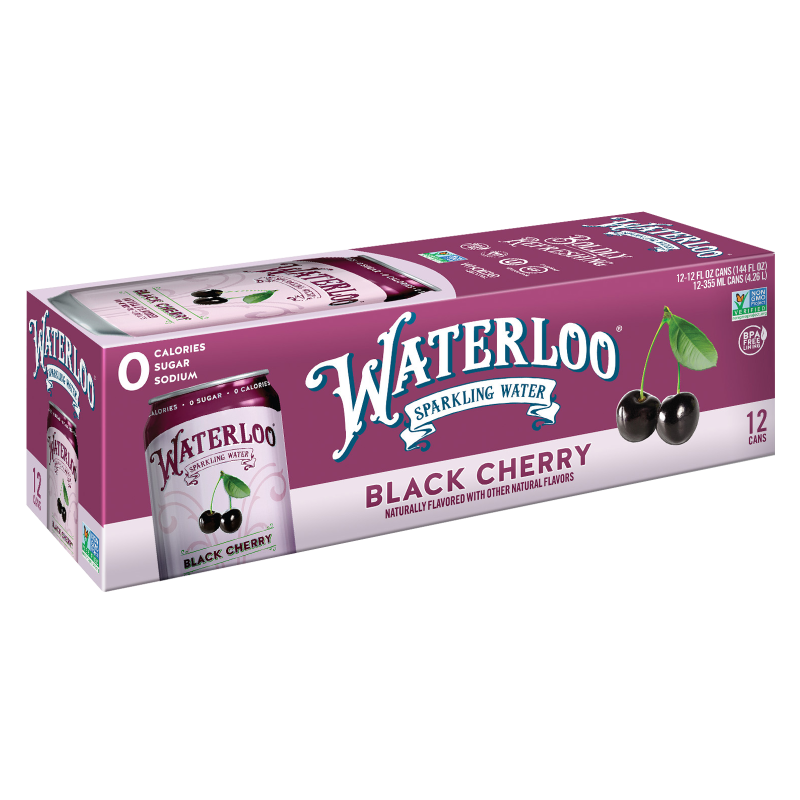 Waterloo Sparkling Black Cherry Water 12pk 12oz Can