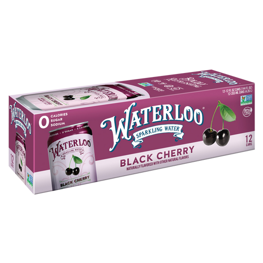 Waterloo Sparkling Black Cherry Water 12pk 12oz Can