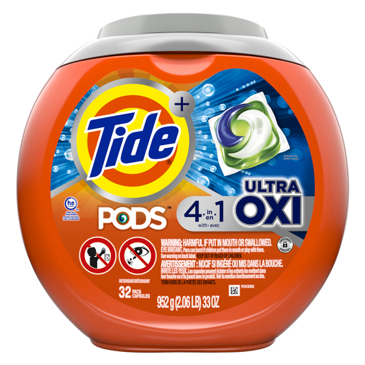 Tide PODS Liquid Laundry Detergent Pacs with Ultra Oxi 32ct