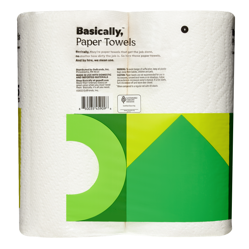 Basically, 2ct Split Sheet Paper Towels Extra Large Roll