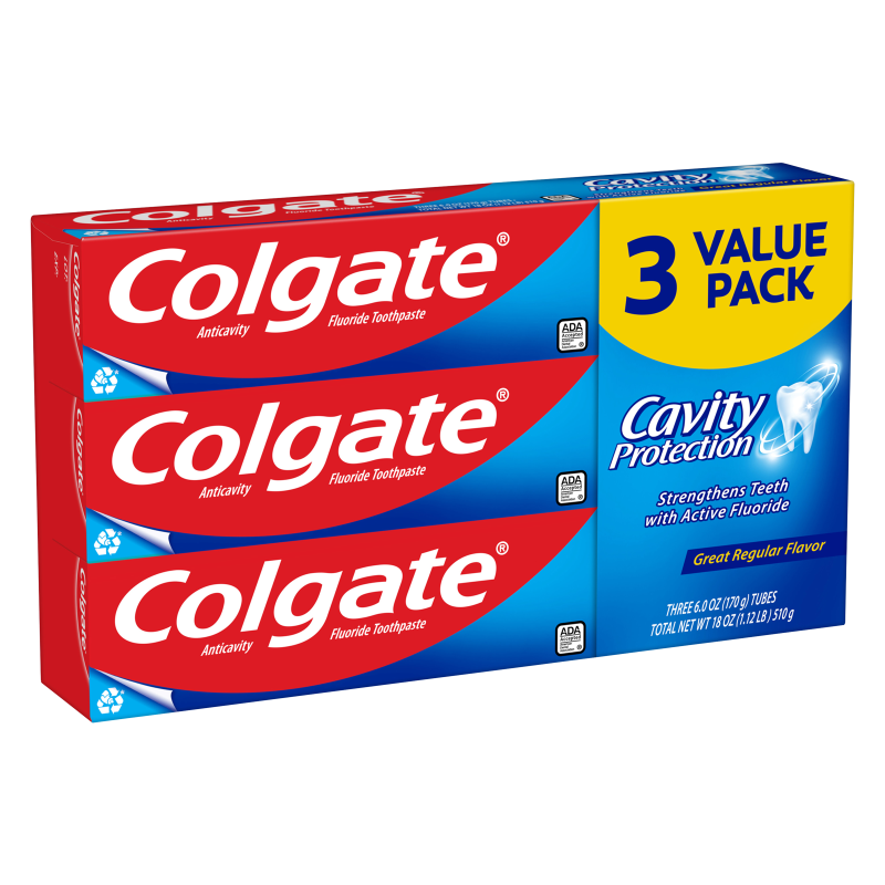 Colgate Cavity Protection Regular Flavor Toothpaste 6oz 3ct