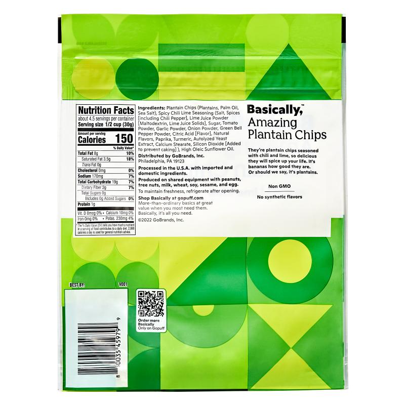 Basically, Chili Lime Plantain Chips 5oz