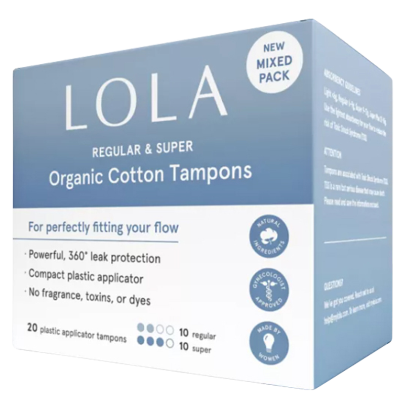 LOLA Assorted (Regular & Super) Organic Cotton Tampons 20ct – Gopuff ...