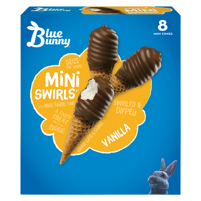 Blue Bunny Vanilla Mini Swirls Dipped Cones 8ct