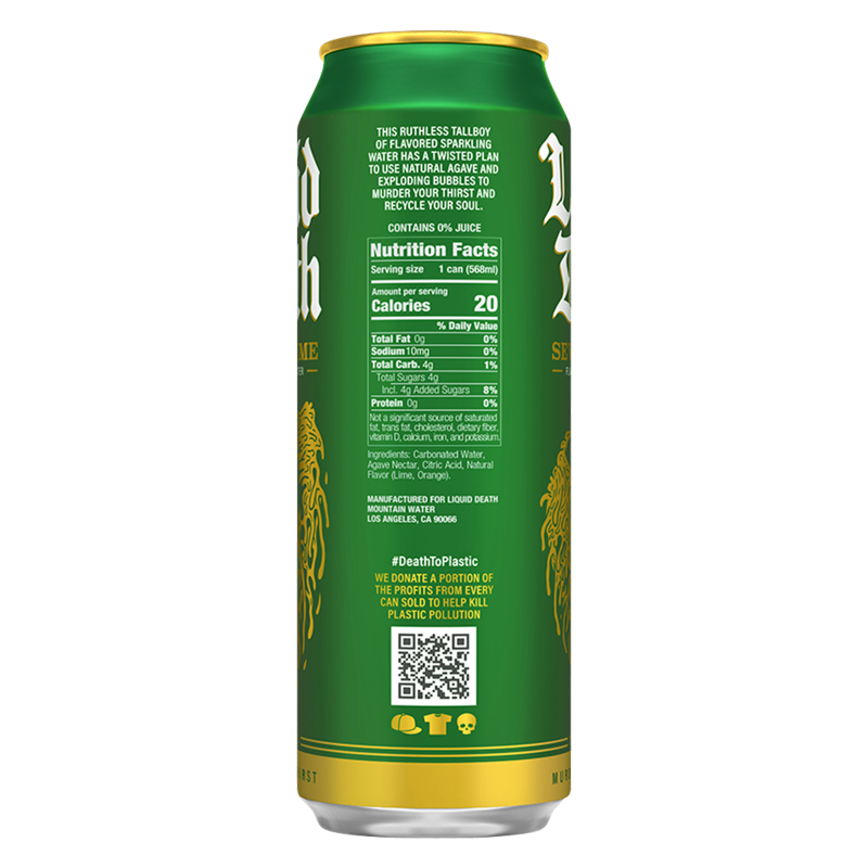 Liquid Death Sparkling Water Severed Lime 19.2oz King Size Can