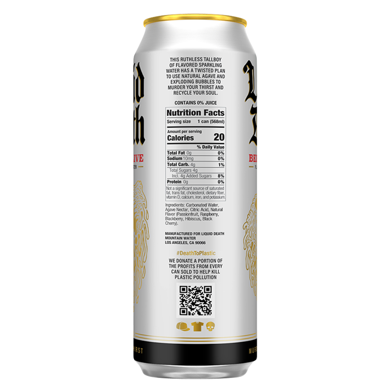 Liquid Death Sparkling Water Berry It Alive 19.2oz King Size Can