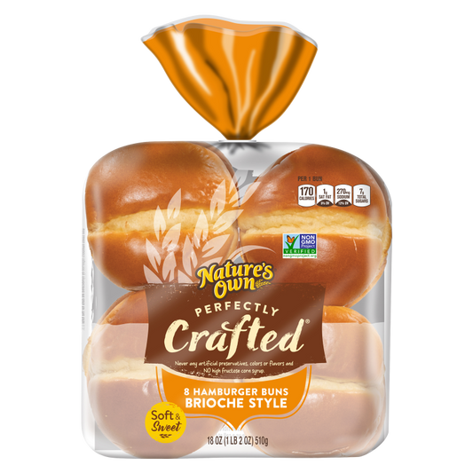 Nature's Own Perfectly Crafted Brioche Style Hamburger Buns - 8ct/18oz