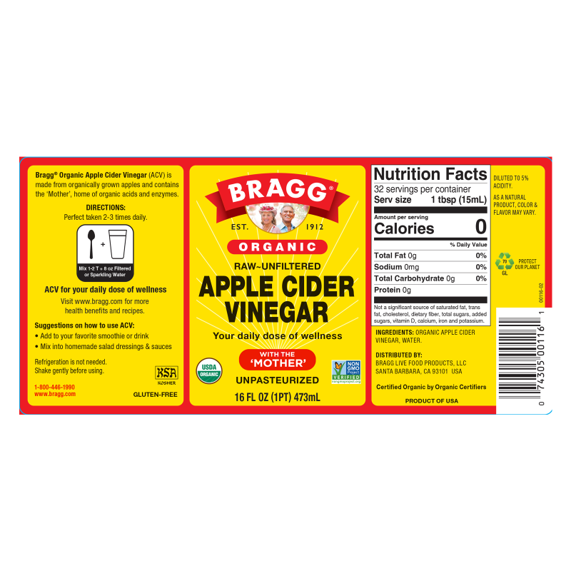 Bragg Organic Apple Cider Vinegar 16oz Btl