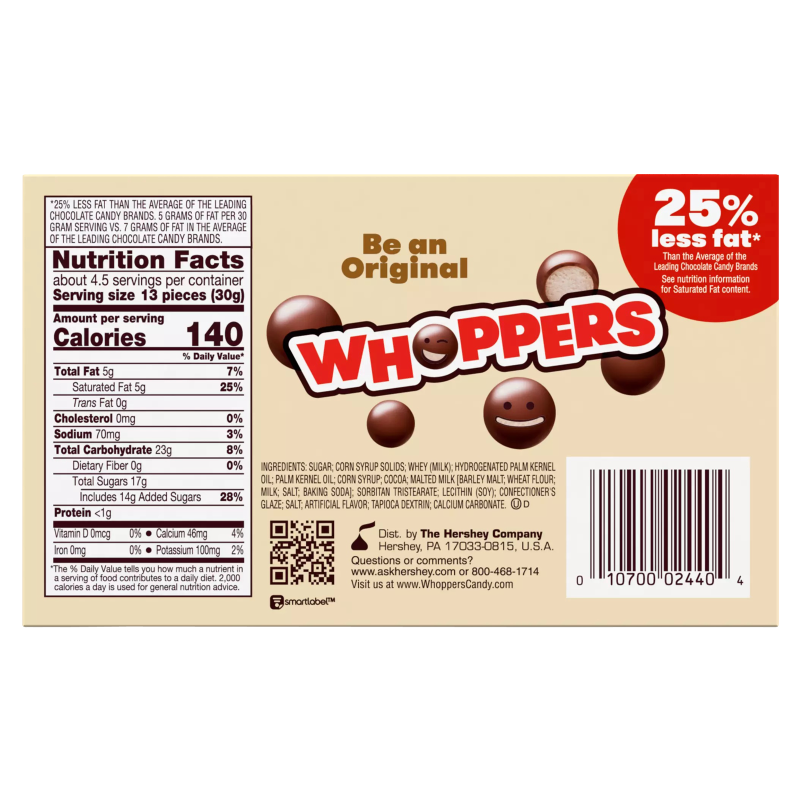 Whoppers Milk Chocolate Theater Box 5oz