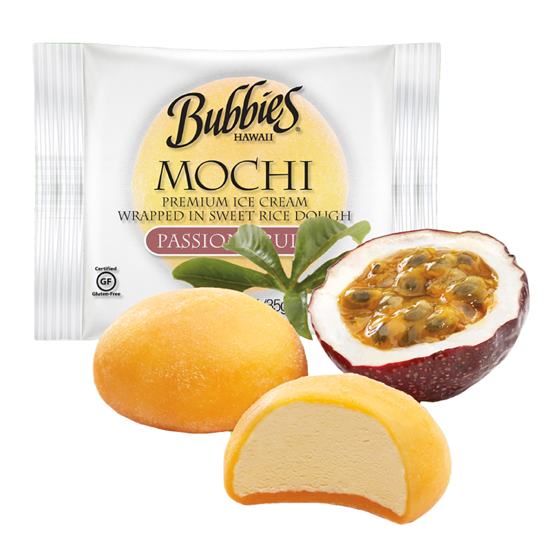 Bubbies Hawaii Passion Fruit Mochi Ice Cream Individually Wrapped 1ct