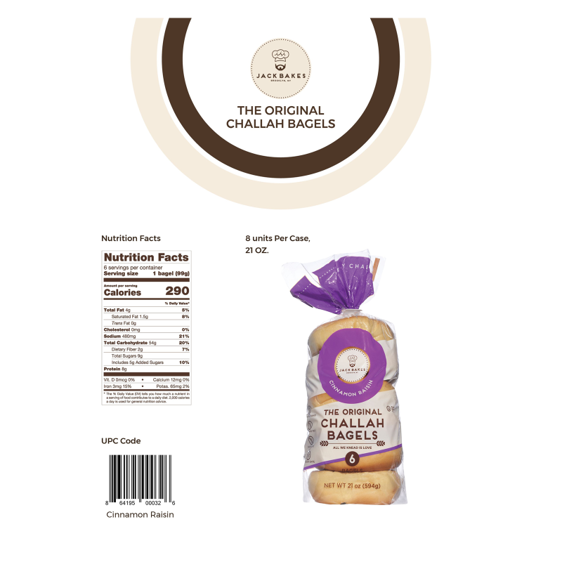 Jack Bakes Frozen Cinnamon Raisin Bagels - 6ct/21oz