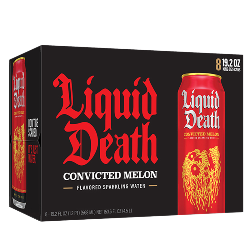 Liquid Death Sparkling Water Convicted Melon 8pk 19.2oz Can