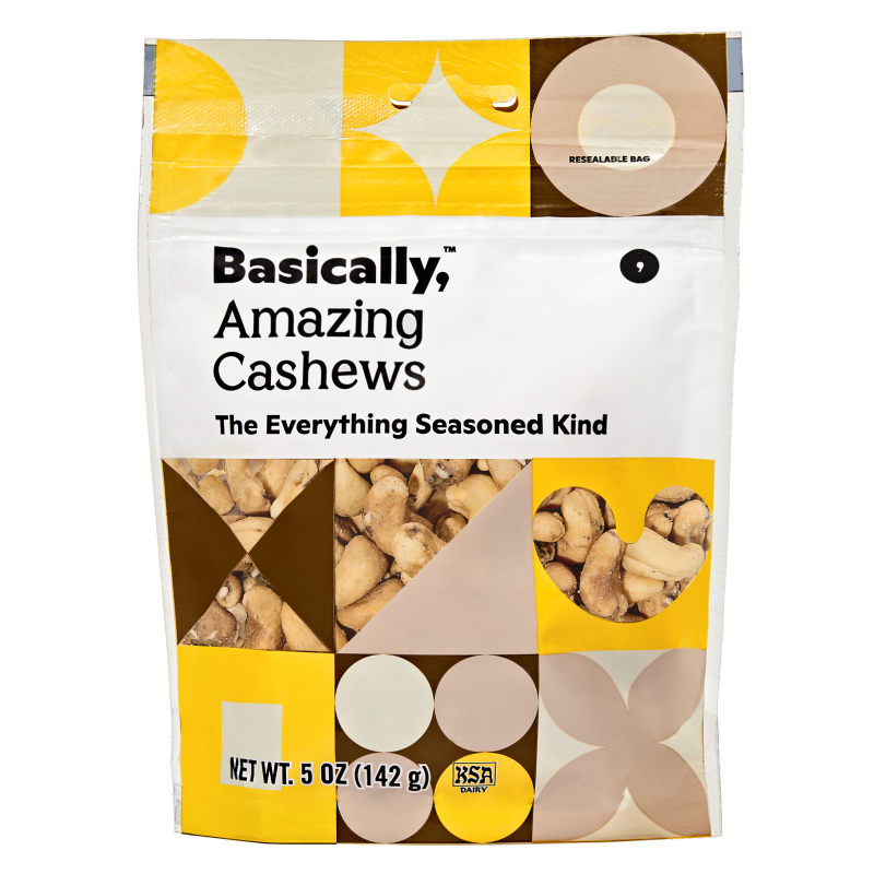 Basically, Everything Bagel Seasoned Cashews 5oz.