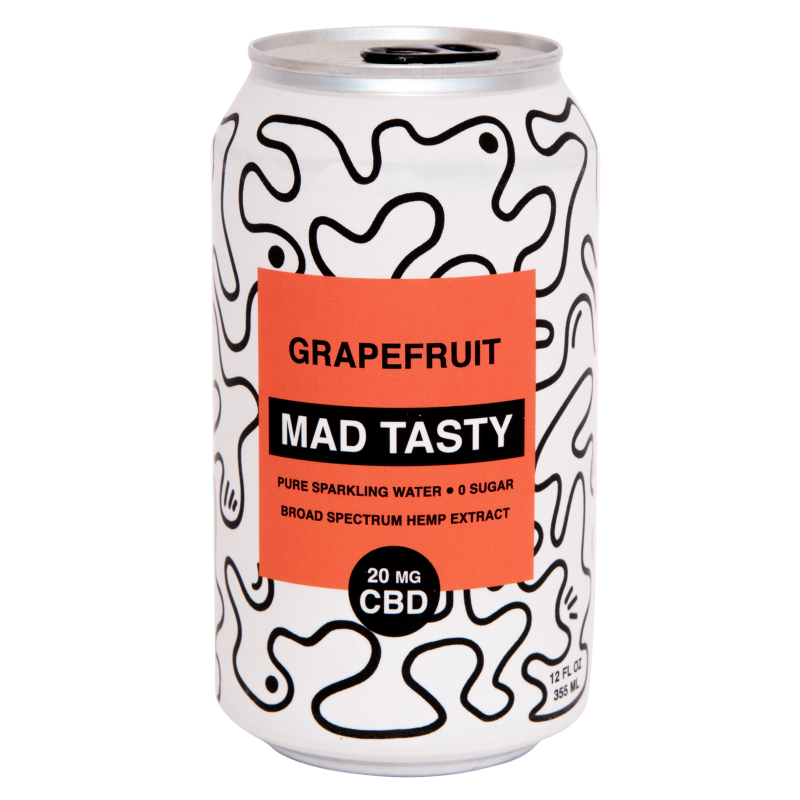 Mad Tasty Grapefruit CBD Sparkling Water 12oz Can 20mg