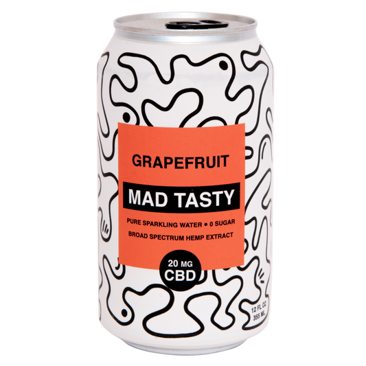 Mad Tasty Grapefruit CBD Sparkling Water 12oz Can 20mg