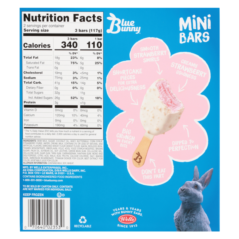 Blue Bunny Strawberry Shortcake Mini Bars 6ct