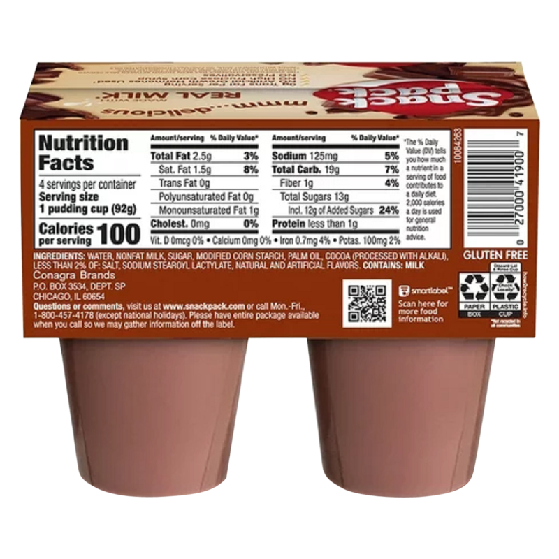 Snack Pack Chocolate Pudding - 4ct/12oz