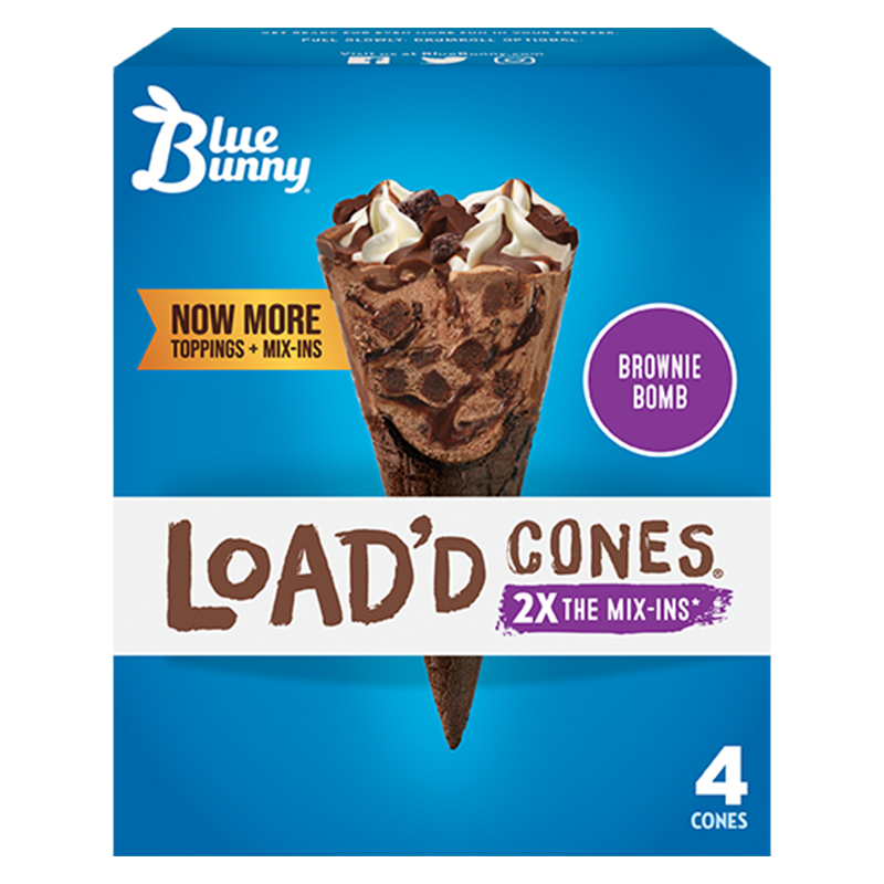 Blue Bunny Brownie Bomb Load'd Cones 4ct