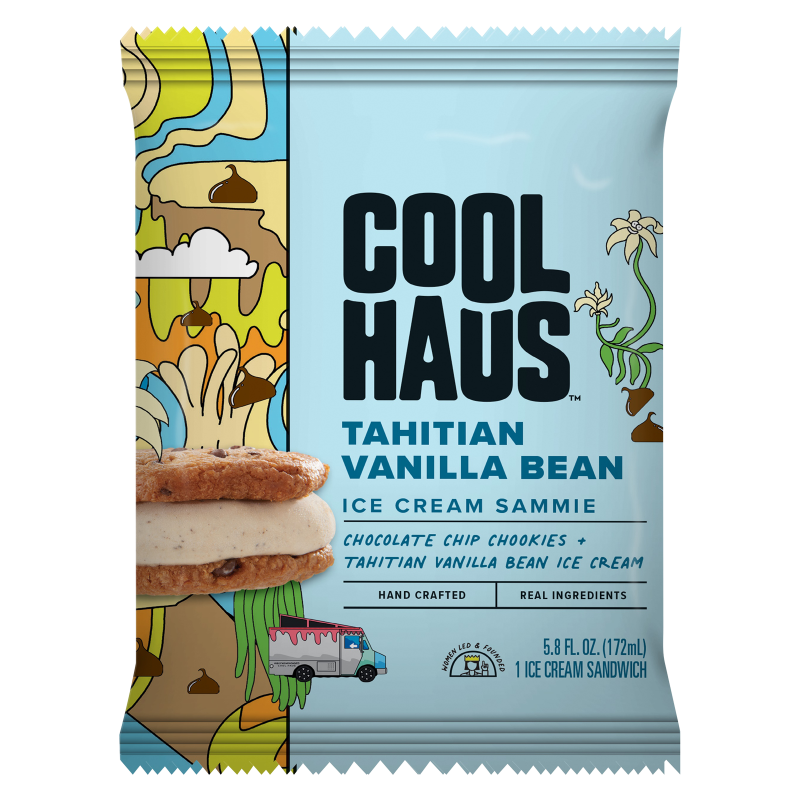 Coolhaus Tahitian Vanilla Bean with Chocolate Chip Cookie Ice Cream Sandwich 5.8oz