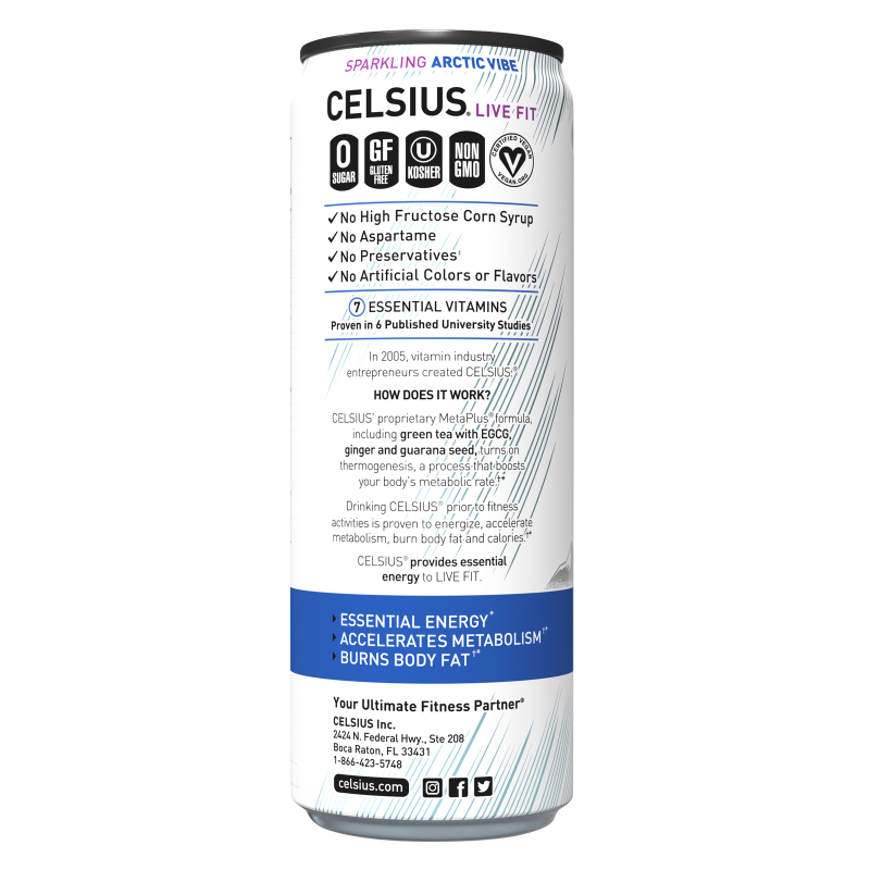 CELSIUS Sparkling Arctic Vibe, Essential Energy Drink 12oz Can