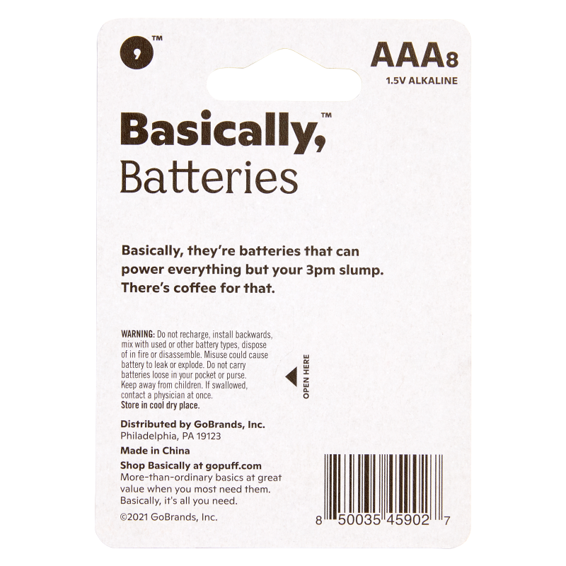 Basically, 8ct AAA Alkaline Batteries