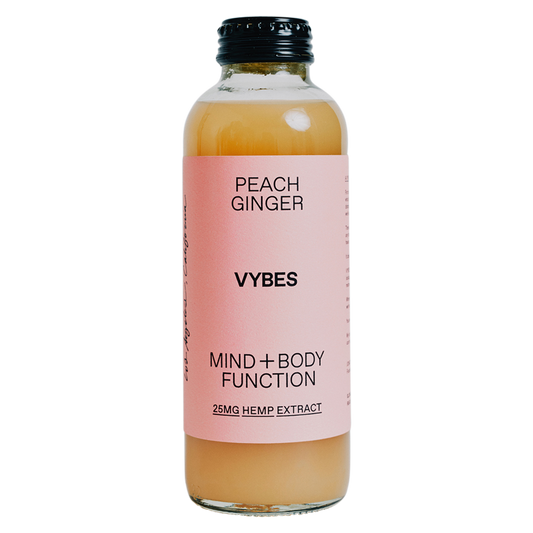 VYBES Peach Ginger CBD Drink 14oz Bottle 25mg