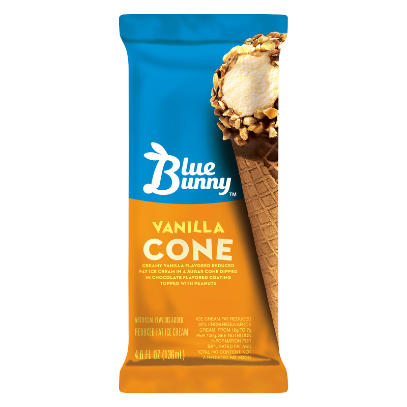 Blue Bunny Vanilla Reduced Fat Ice Cream Cone 1ct