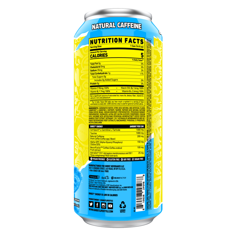 GHOST® Energy Sour Patch Kids Blue Raspberry 16oz Can