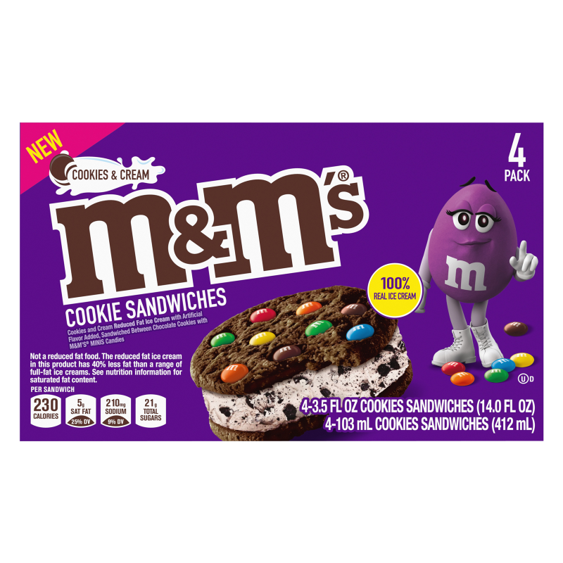 M&M's  Cookie and Cream Ice Cream Cookie Sandwiches 4ct