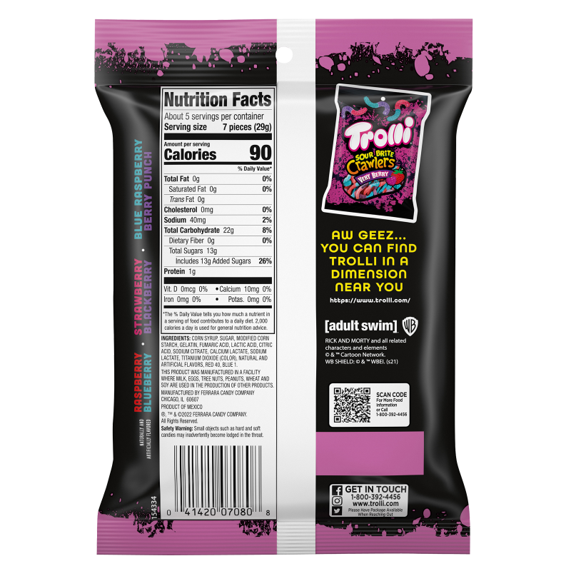 Trolli Very Berry Sour Brite Crawlers Limited Edition 5oz