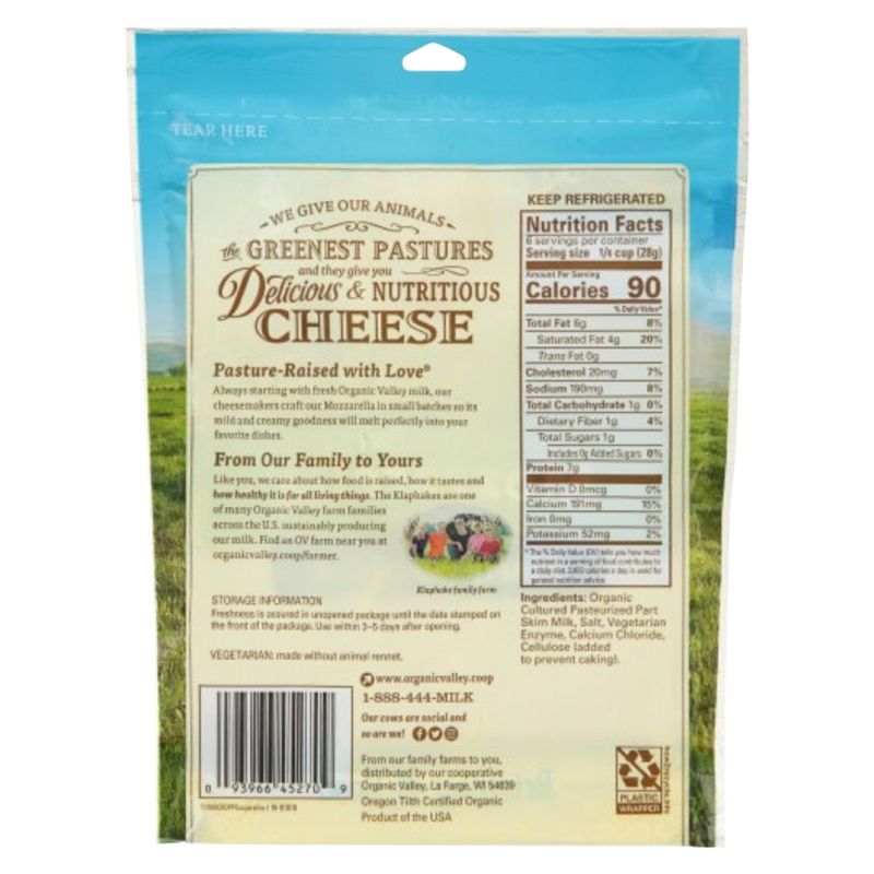 Organic Valley Part Skim Mozzarella Finely Shredded Cheese - 6oz