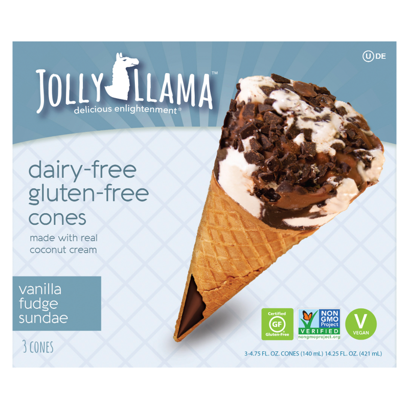 Jolly Llama Vanilla Fudge Sundae Cone 3ct