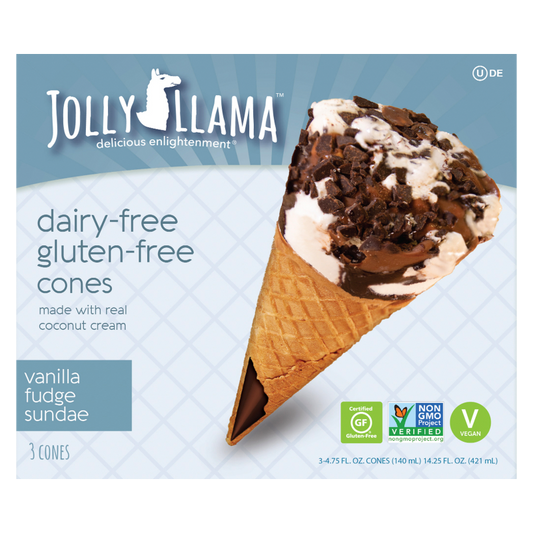 Jolly Llama Vanilla Fudge Sundae Cone 3ct