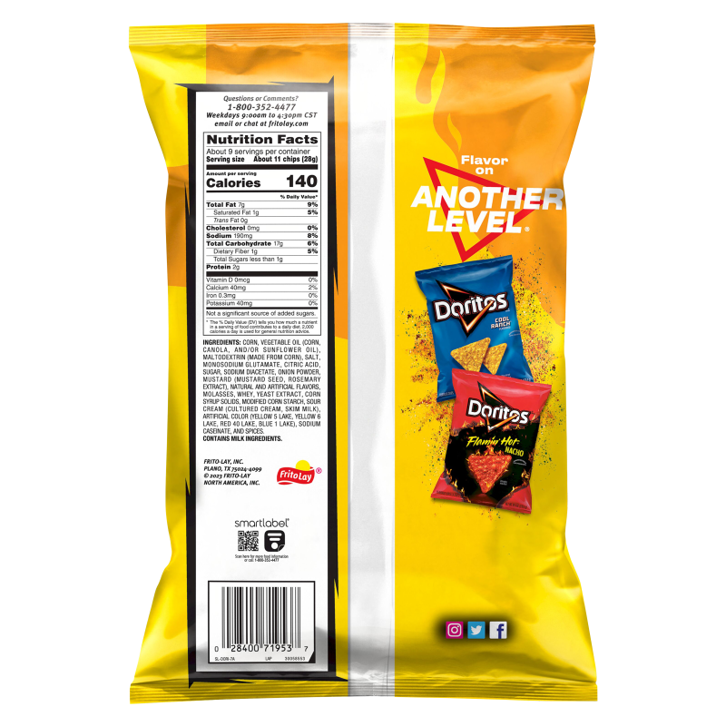 Doritos Hot Mustard Tortilla Chips 9.25oz