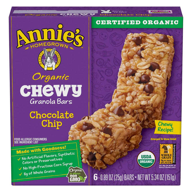 Annie's Homegrown Organic Chocolate Chip Chewy Granola Bars 6ct