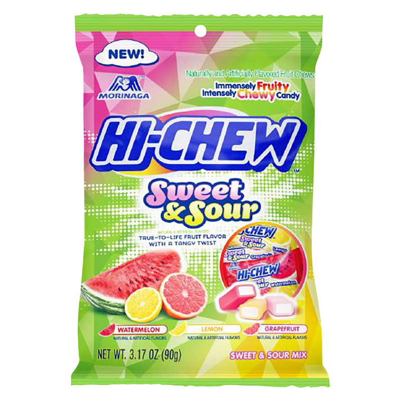 Hi-Chew Sweet & Sour Assorted Fruity Chewy Candy 3.17oz