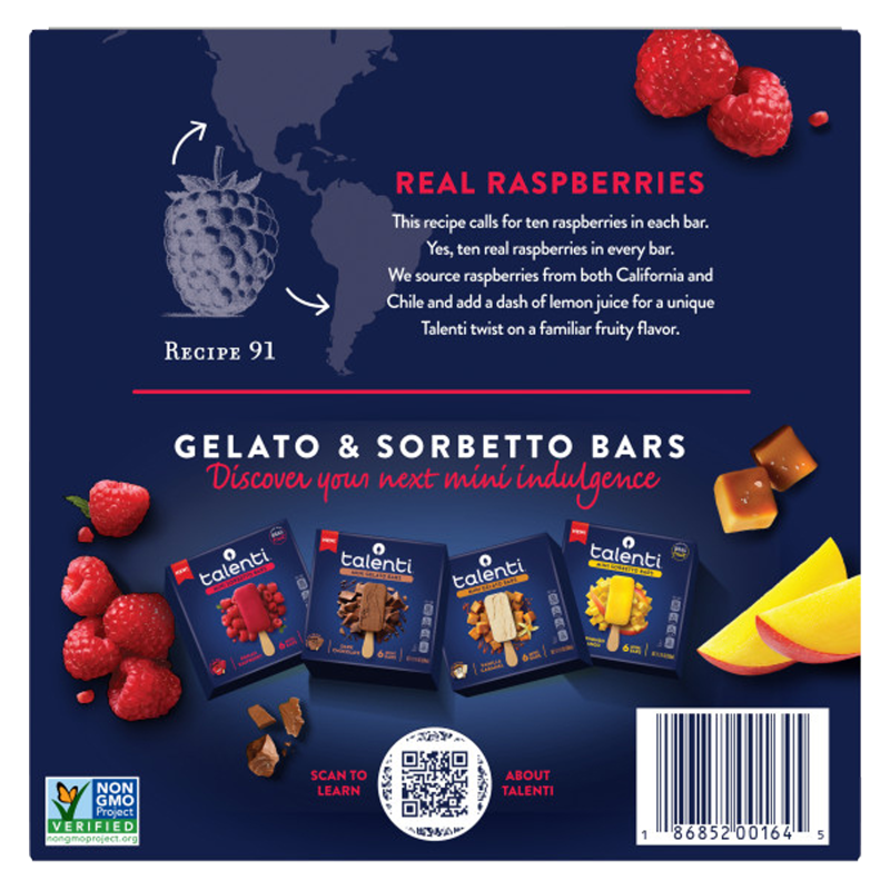 Talenti Roman Raspberry Mini Sorbetto Bars 6ct