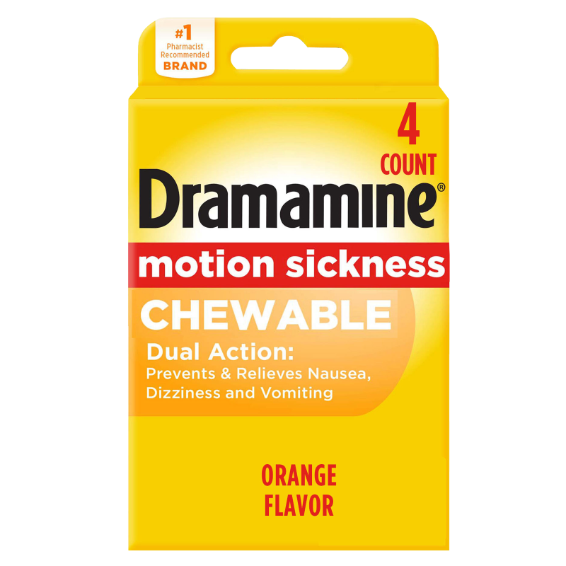 Dramamine Chewable Motion Sickness Relief Tablets Orange 4ct