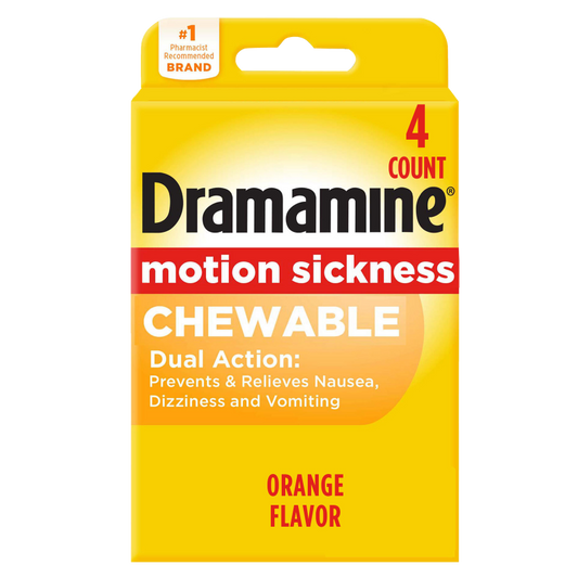 Dramamine Chewable Motion Sickness Relief Tablets Orange 4ct