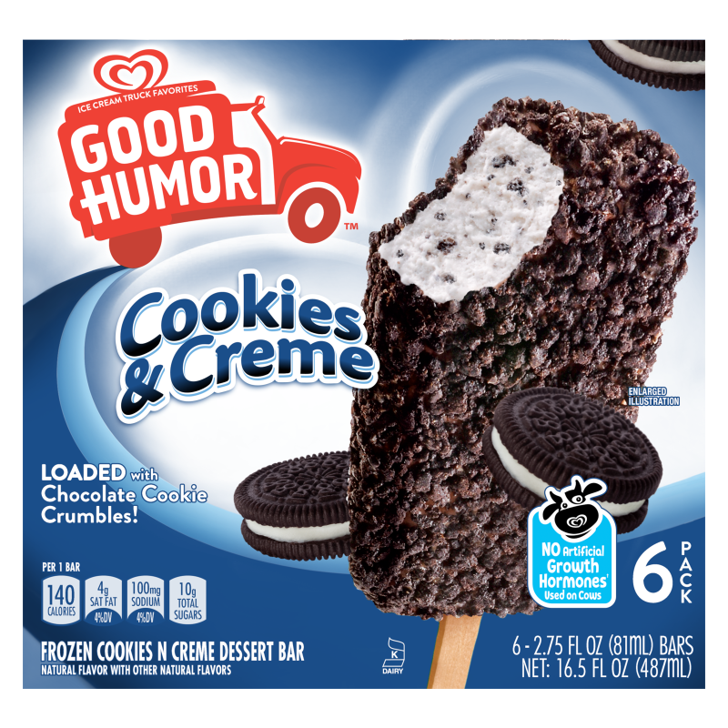 Good Humor Cookies & Creme Loaded Frozen Dessert Bars 6ct