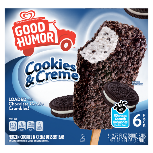 Good Humor Cookies & Creme Loaded Frozen Dessert Bars 6ct