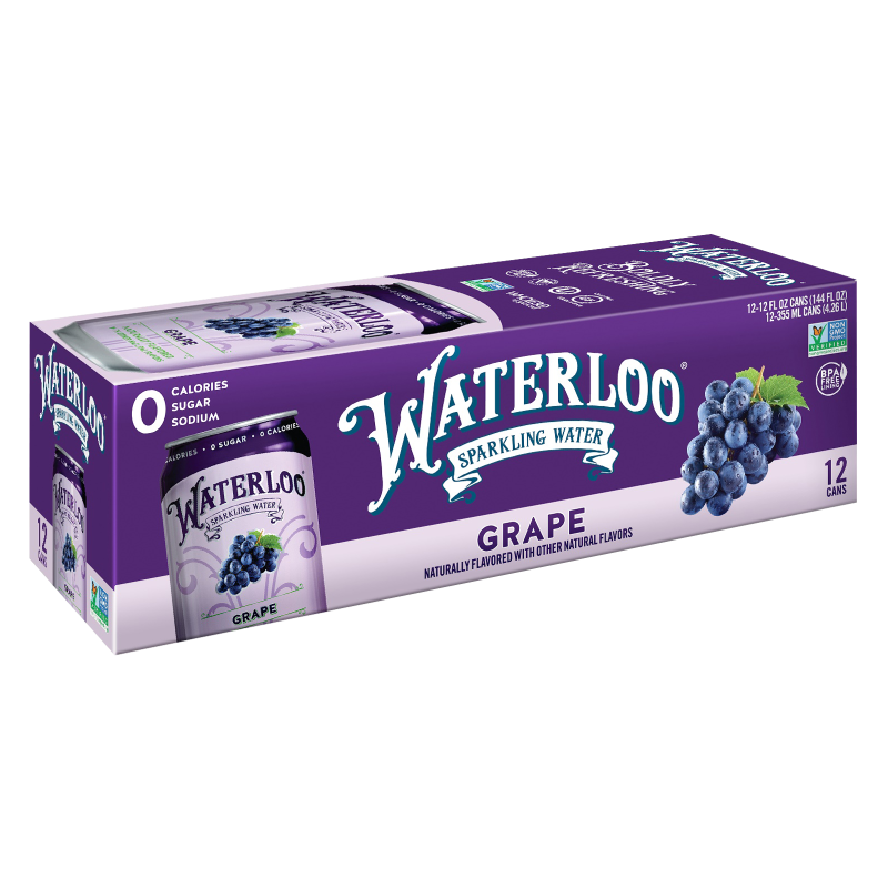 Waterloo Sparkling Grape Water 12pk 12oz Can