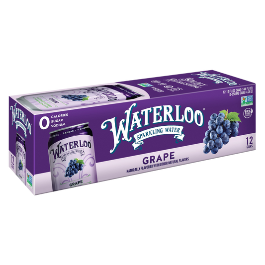 Waterloo Sparkling Grape Water 12pk 12oz Can