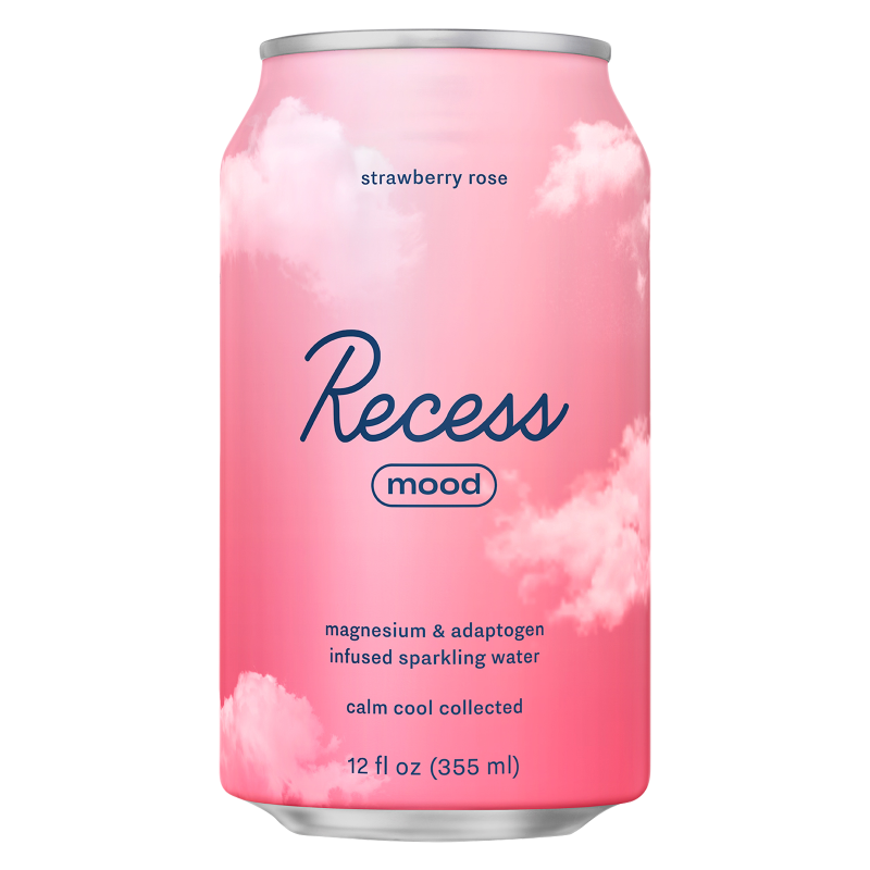 Recess Mood Infused Strawberry Rose Sparkling Water 12oz Can