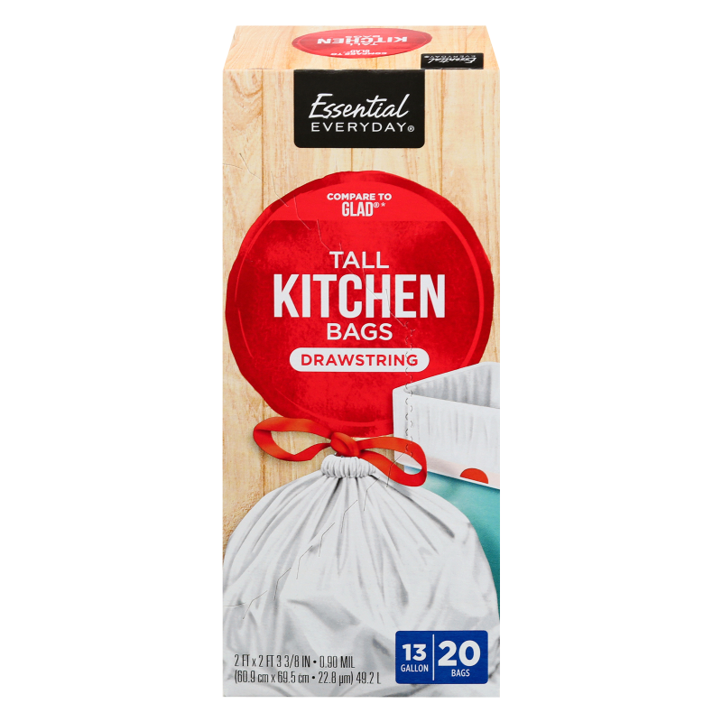 Essential Everyday Tall Kitchen Drawstring Bags 20ct